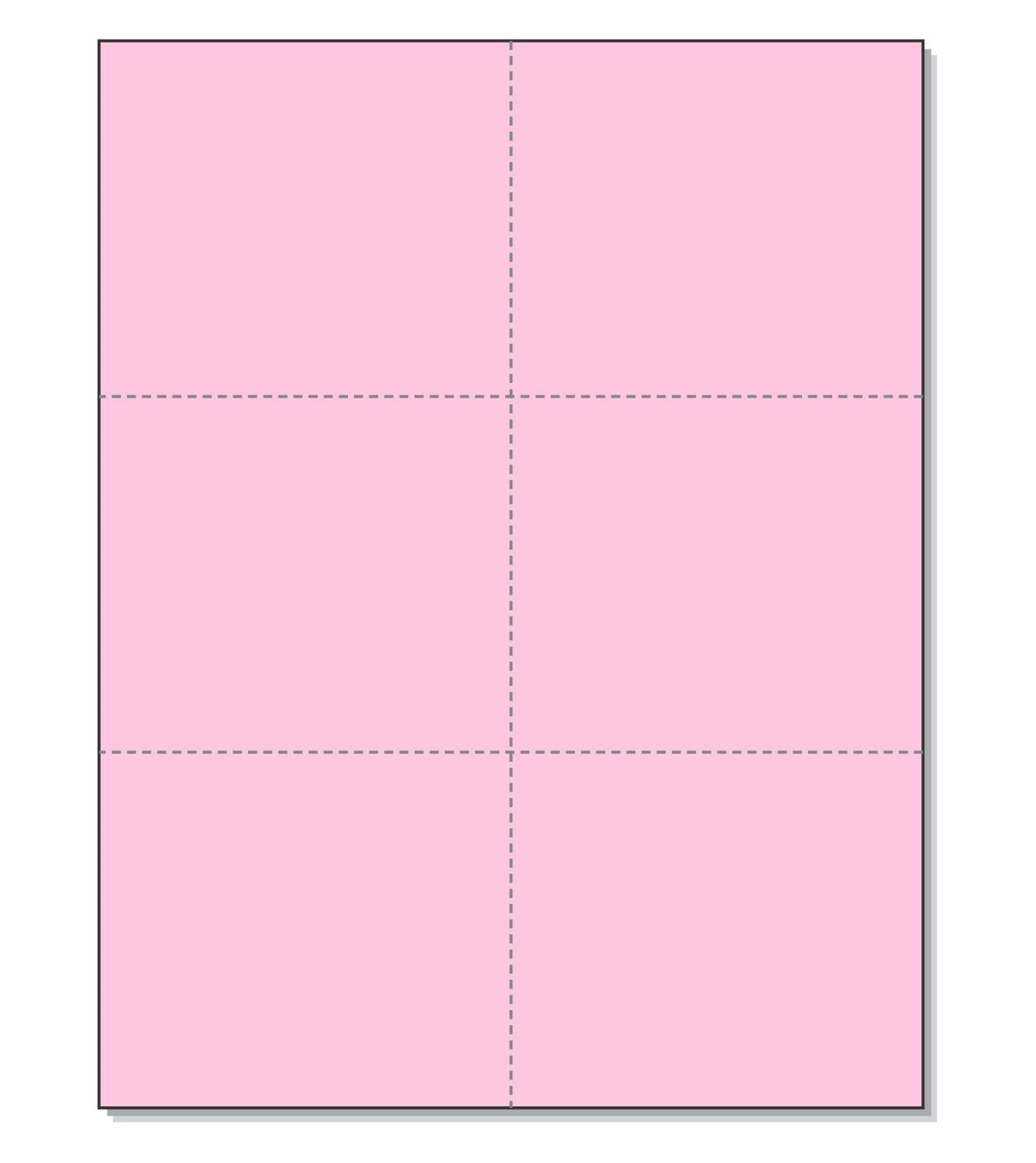 8-1/2 x11 Laser Cards 6 Up - Pink
