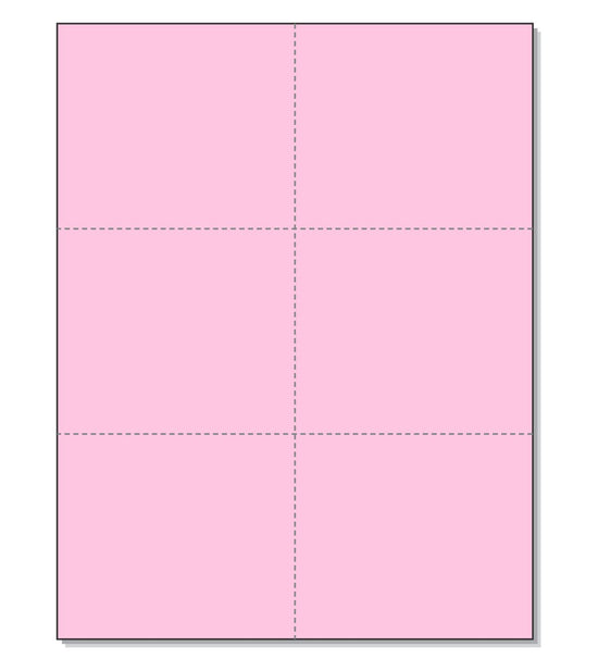 8-1/2 x11 Laser Cards 6 Up - Pink