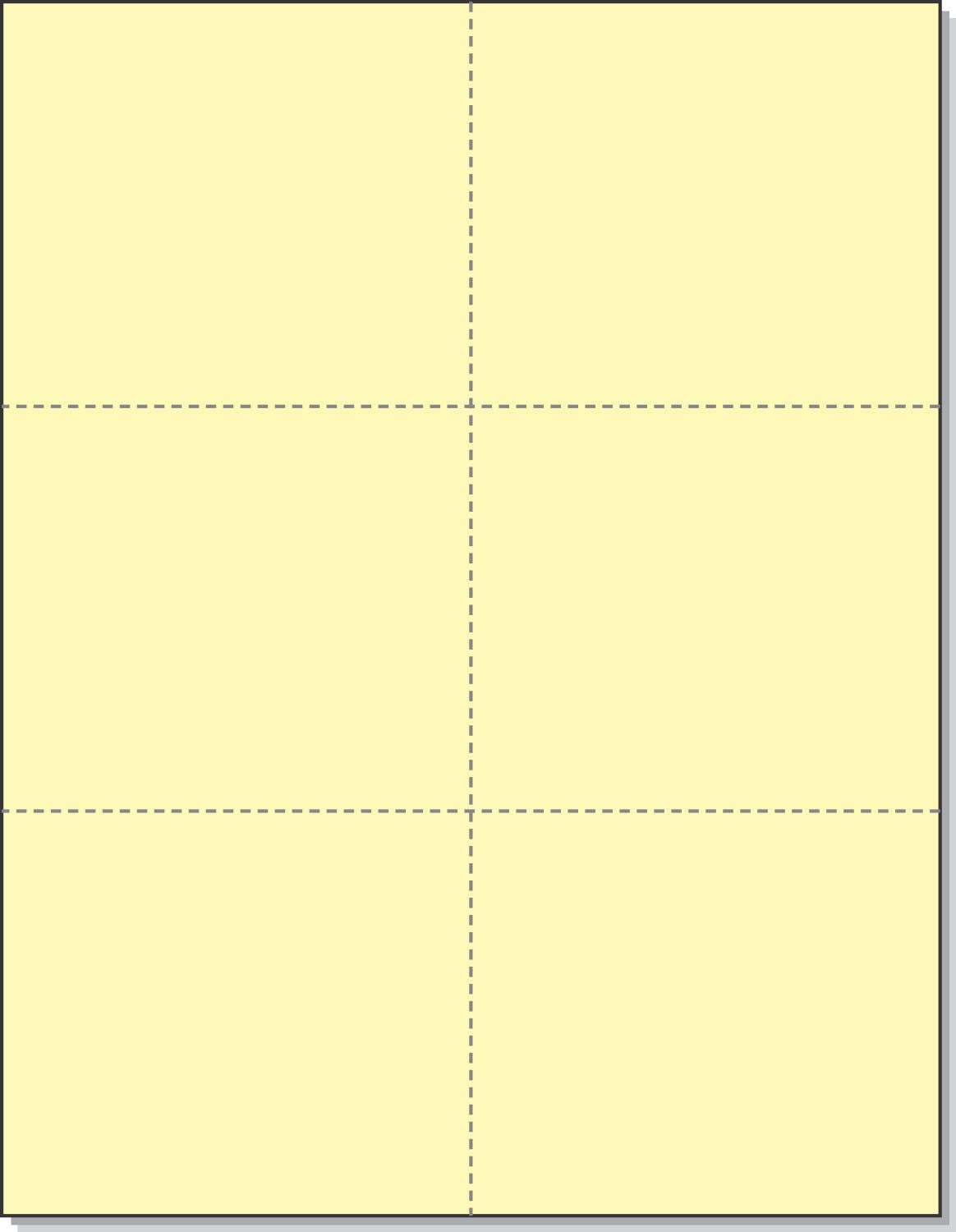 8-1/2 x11 Laser Cards 6 Up - Canary