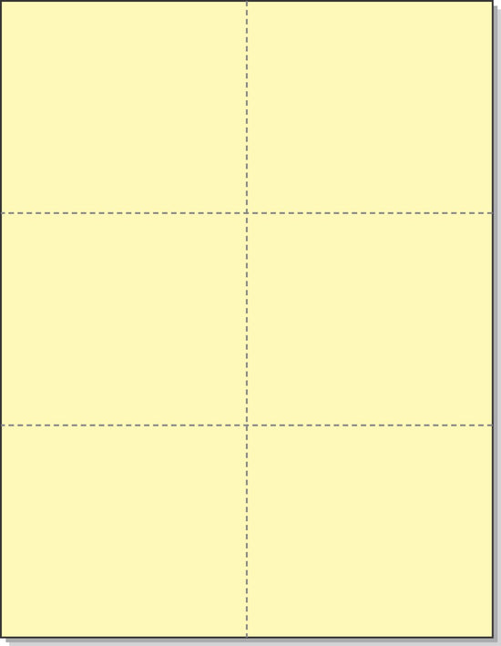 8-1/2 x11 Laser Cards 6 Up - Canary