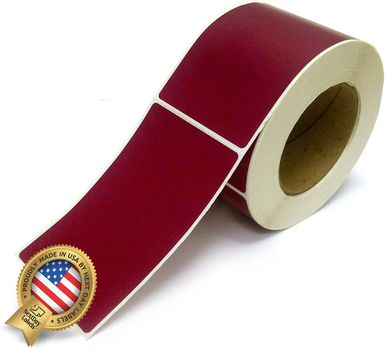 Rectangle Inventory Color Coding Labels - Burgundy - 3 x 5