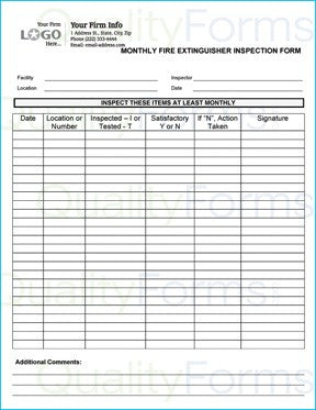 Monthly Fire Extinguisher Inspection Form