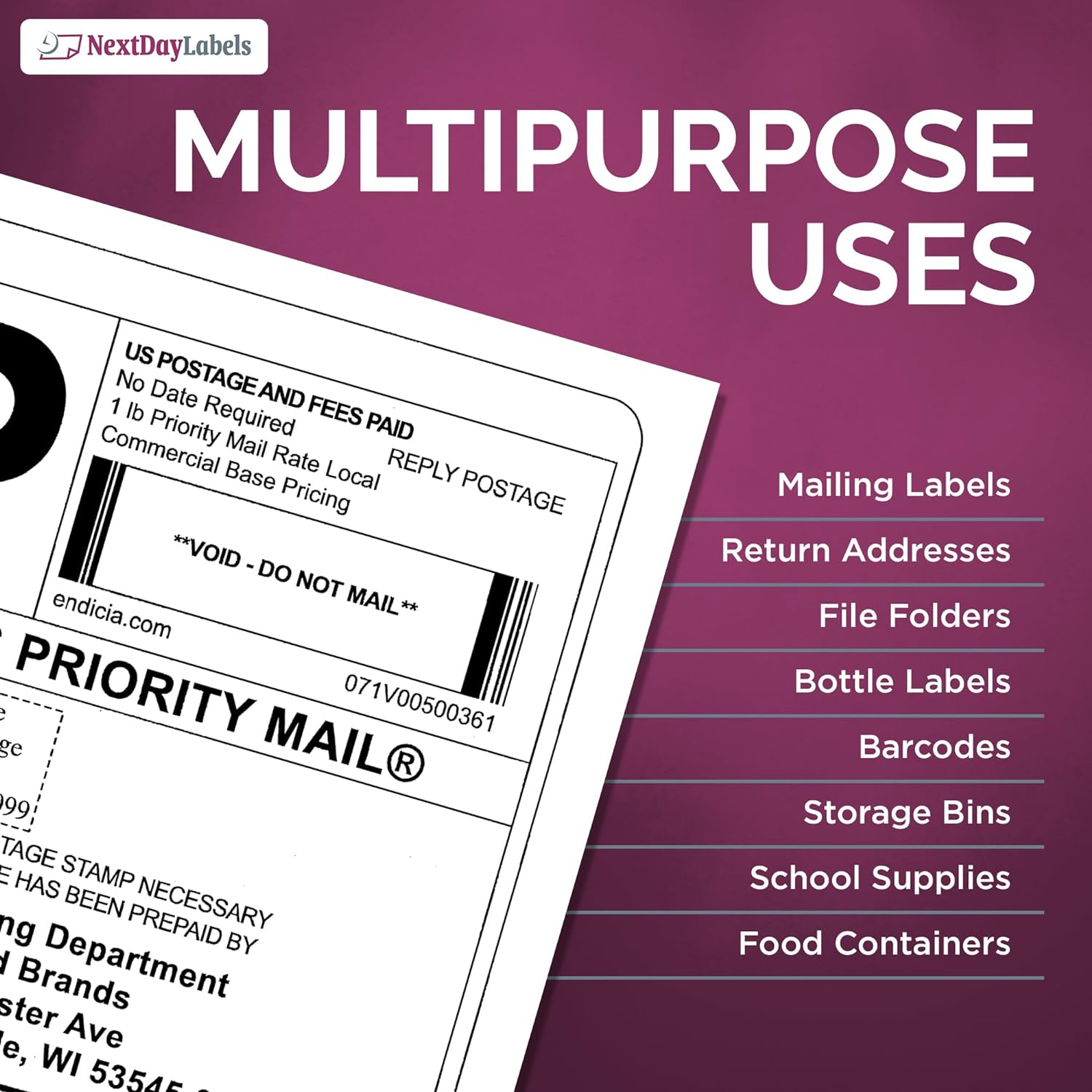 8-1/2" x 11", 1 Label, per Sheet, 8.5" x 11"