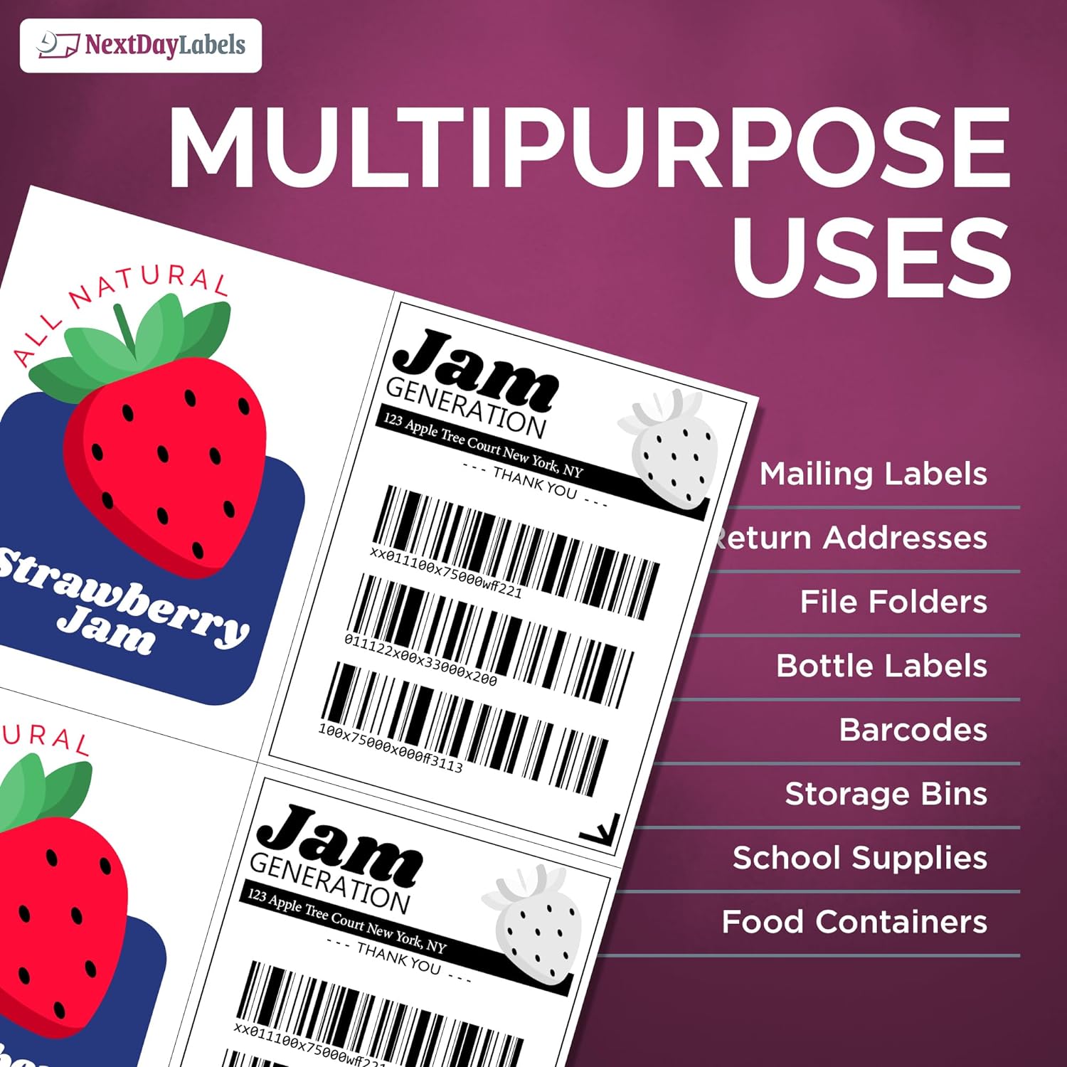 8-1/2" x 11" 4 Labels per Sheet 4.25 x 5.5 Each Label