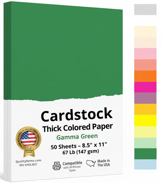 8-1/2 x 11" Letter, 67 Lb. Cover Card Stock, Gamma Green