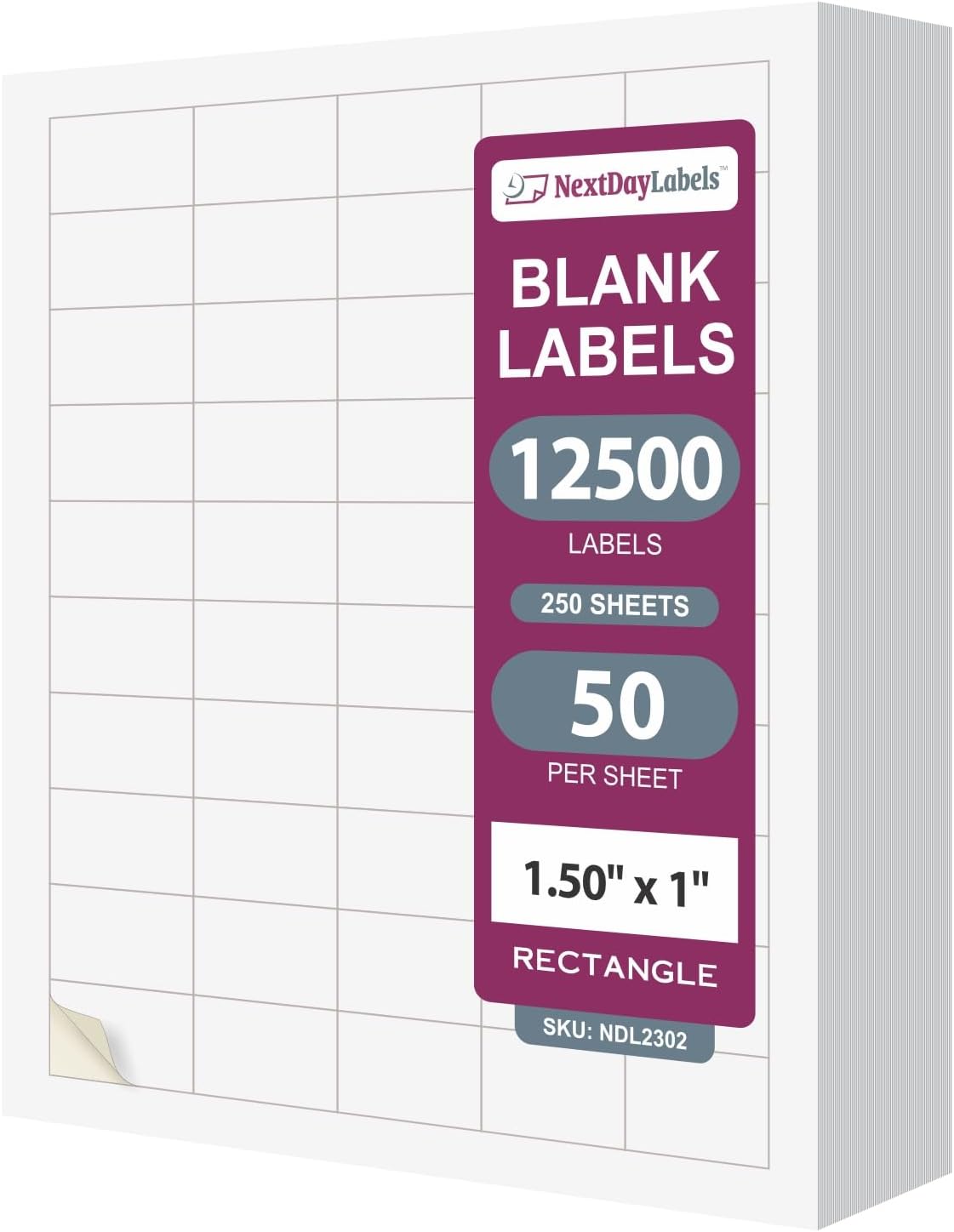 8-1/2" x 11" 50 Labels per Sheet 1-1/2" x 1"