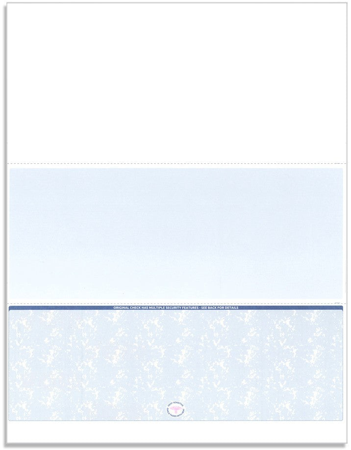 Blank Laser Bottom Check Paper, Blue