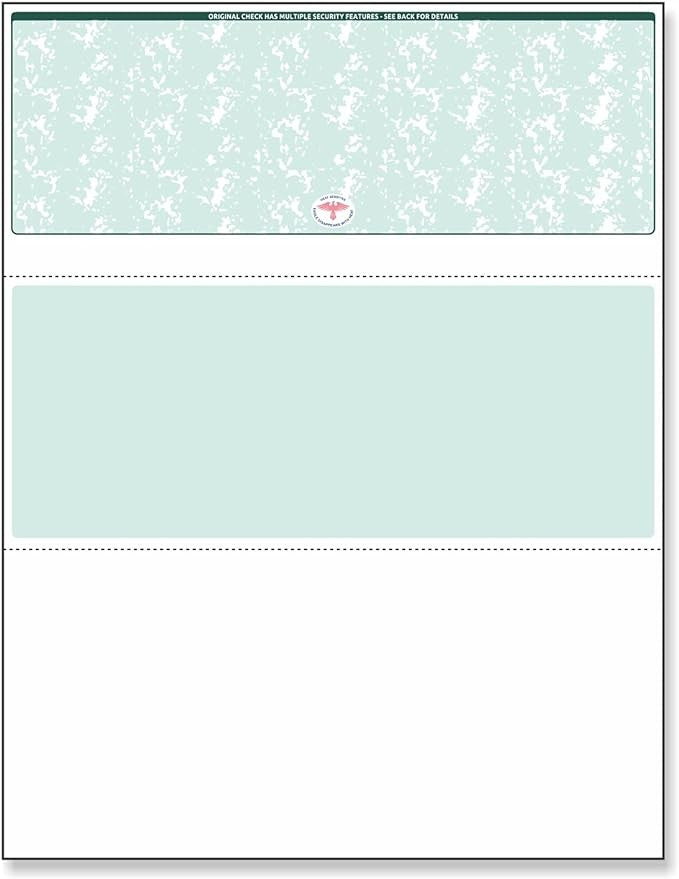 Blank Laser Top Check Paper, Green