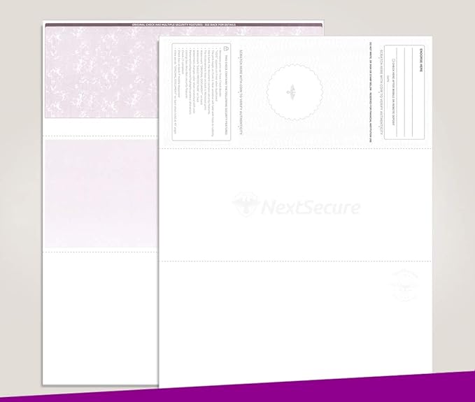 Blank Laser Top Check Paper, Burgundy