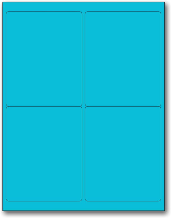 8-1/2" x 11" Fluorescent blue 4 Labels per Sheet 4 x 5