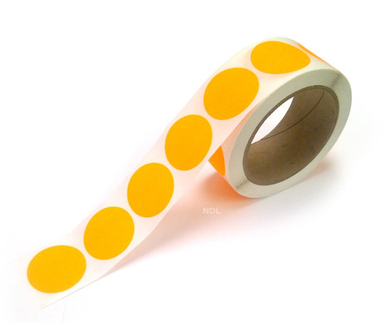 1.5" Circle Color Stickers, 500 Permanent Labels, 3" Core, Orange Fluorescent