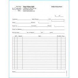 Multi Purpose Order Entry Form, Style #1