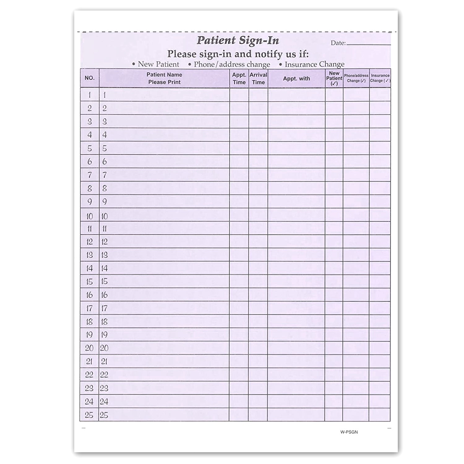 Patient Sign in Form Purple