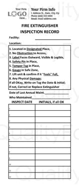Portable Monthly Fire Extinguisher Inspection Form