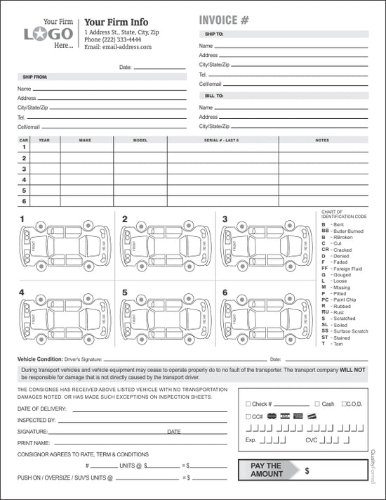 Auto Bill of Lading with Invoice