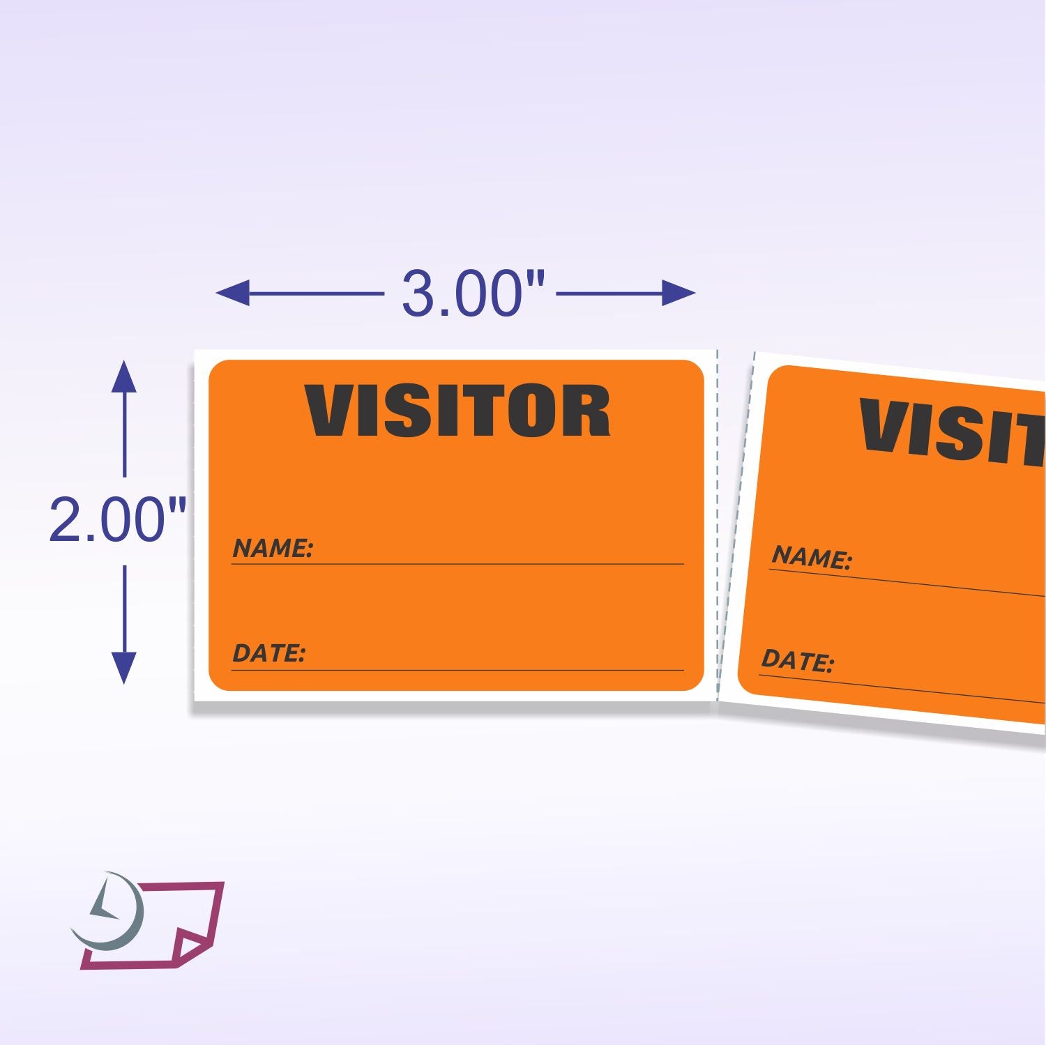 3" x 2" Labels Pass 500 Labels Orange “Visitor ” Labels 1" Core