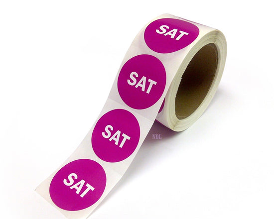 2" Inventory Control/Date 500 Permanent Labels purple “Sat” Labels 3" Core