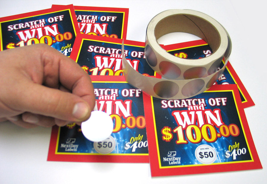1" Round Silver Scratch Off Labels Stickers, 1000 labels per roll