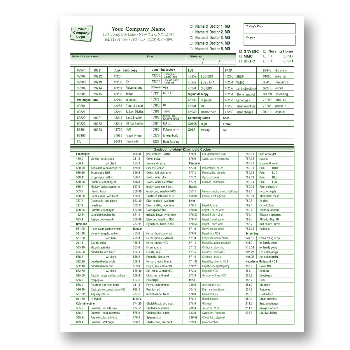 8-1/2 x 11" Super Bill Form