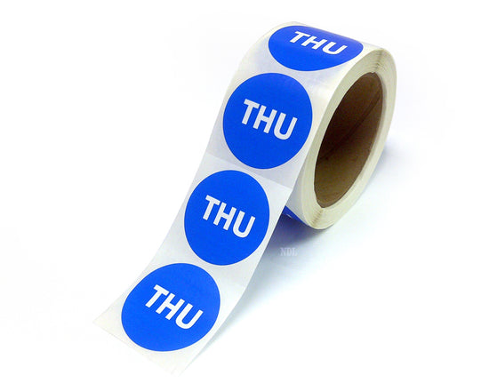 2" Inventory Control/Date 500 Permanent Labels Blue “Thu” Labels 3" Core