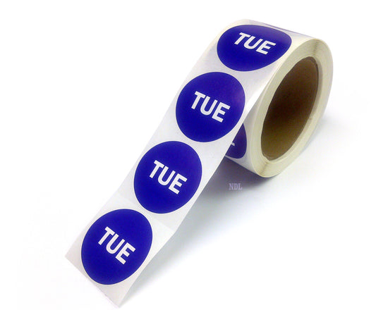 2" Inventory Control/Date 500 Permanent Labels blue “Tue” Labels 3" Core