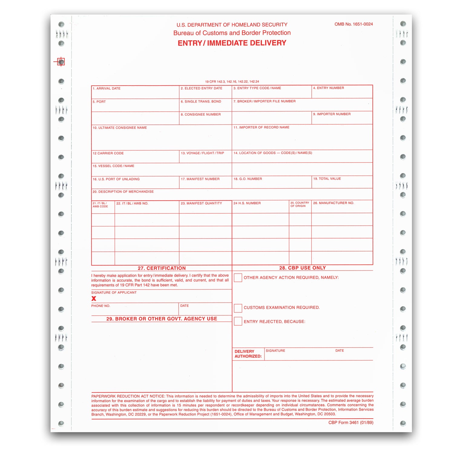 9-1/2 x 11" 5 Part Continuous Entry / Immediate Delivery