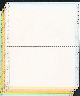 9-1/2 x 5-1/2" Continuous Paper, Color, 5 Part, Side Perfs