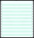 9-1/2 x 11" Continuous Paper, 20# 1/2" Green Bar, 1 Part With Side Perfs