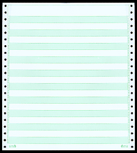 9-1/2 x 11" Continuous Paper, 20# 1/2" Green Bar, 1 Part With Side Perfs