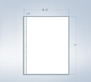 8-1/2 x 11" 20# Laser cut sheet, 1 vertical perf at 1/2" from left, White
