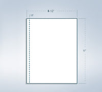 8-1/2 x 11" 20# Perforated Paper, 1 Vert. perf @ 1/2" from Left