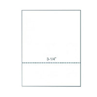8-1/2 x 11" 20# Laser cut sheet, 1 Horizontal perf at 3-1/4" White
