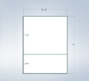 8-1/2 x 11" 20# Laser cut sheet, 1 Horizontal perf at 3-2/3" White