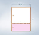 8-1/2 x 11" 20# Laser cut sheet, 1 Horizontal perf at 3" Pink & White