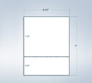 8-1/2 x 11" 20# Laser cut sheet, 1 perf @ 3-1/2" from bottom