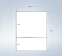 8-1/2 x 11" 24# Laser cut sheet, 1 Horizontal perf at 3-5/8" White