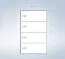 8-1/2 x 14" 24# Laser cut sheet, 3 Horizontal perf at 3-1/2", 5-1/2" & 10-1/2" from bottom, White