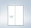 8-1/2 x 11" 20# Laser cut sheet, 1 Vertical perf at the Center" White