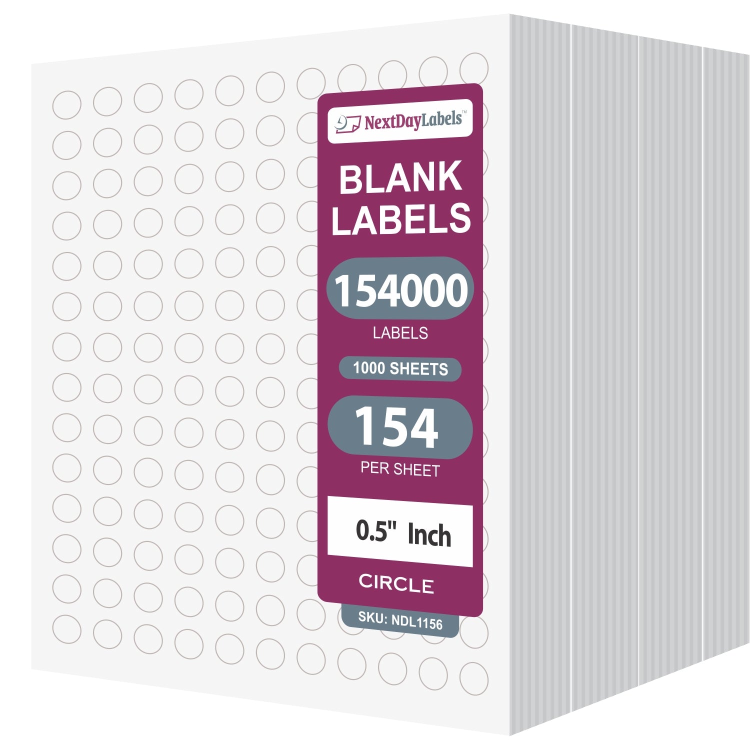 8-1/2" x 11", 154 Labels per Sheet, 0.5" Round Each Label.