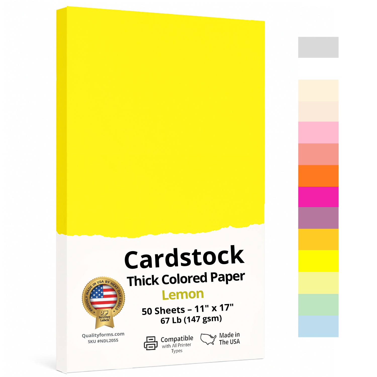 11 x 17" Ledger Size, Lemon Cover Card Stock