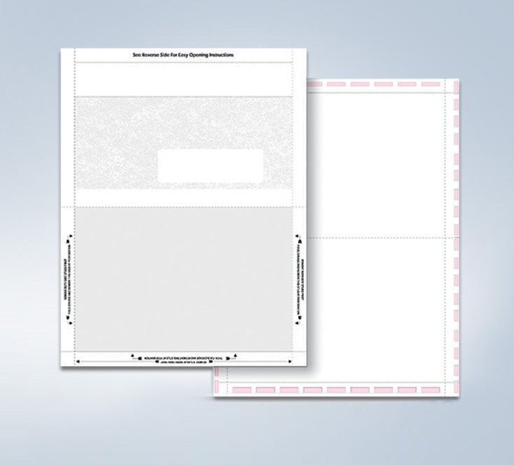 8 1/2″ x 11″ Pressure Seal  Form,blank, with Blockouts, V Fold