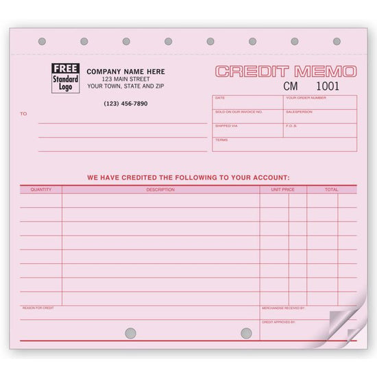 Credit Memo, 8 1/2 X 7"
