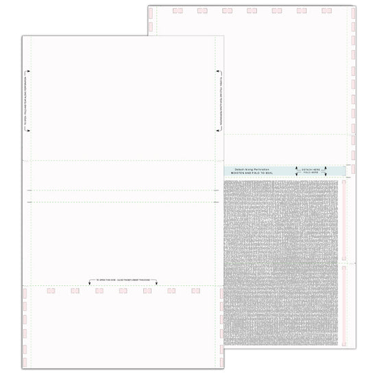 8 1/2″ x 14″ Pressure Seal Security, Uneven C fold with return Envelope with Blue Tint