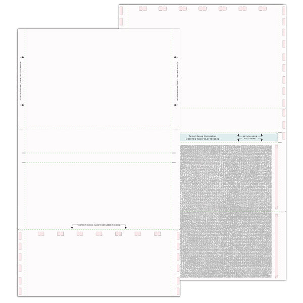 8 1/2″ x 14″ Pressure Seal Security, Uneven C fold with return Envelope with Blue Tint