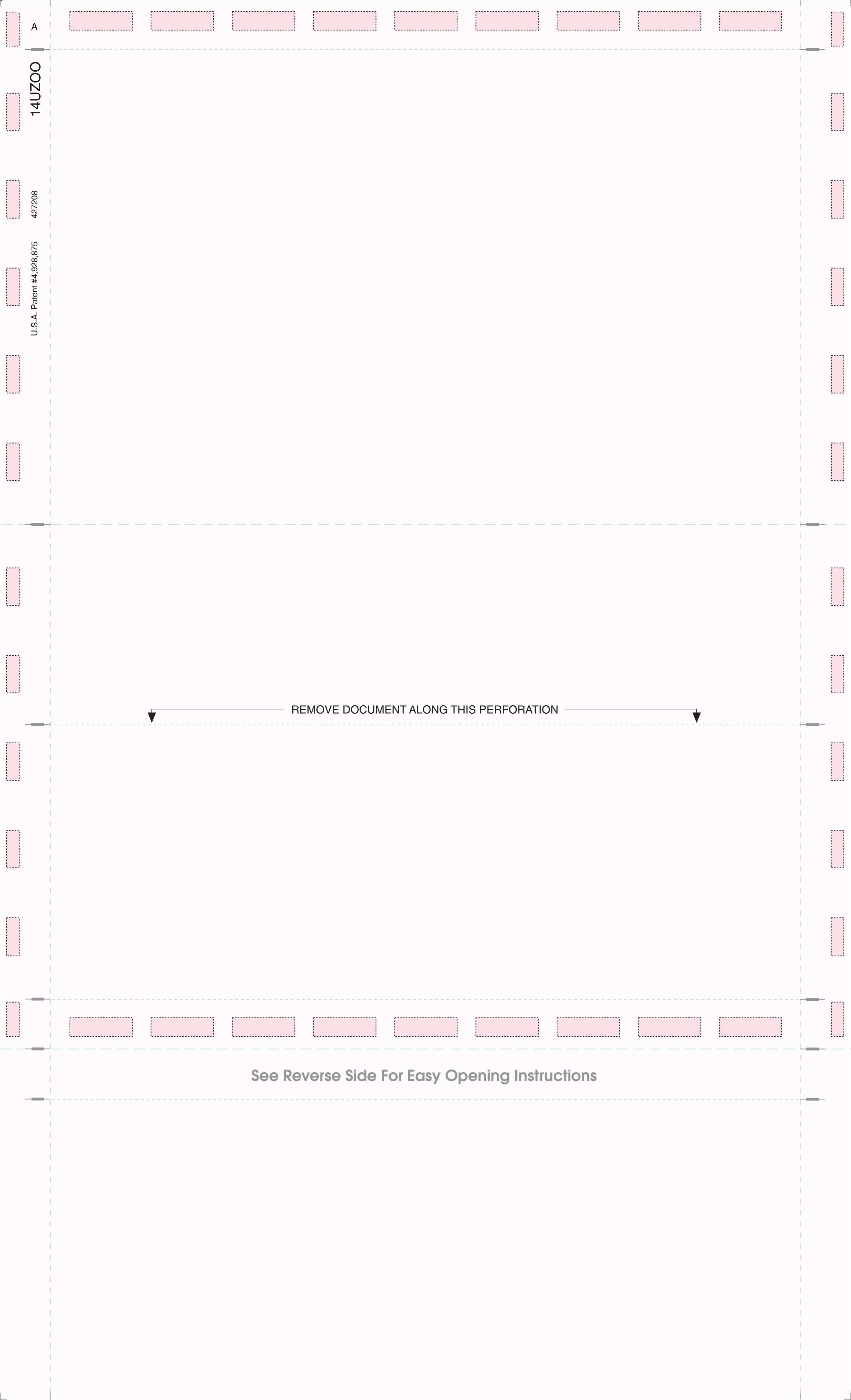 8 1/2″ x 14″ Pressure Seal Security Check Form  with Black Void, Uneven Z Fold