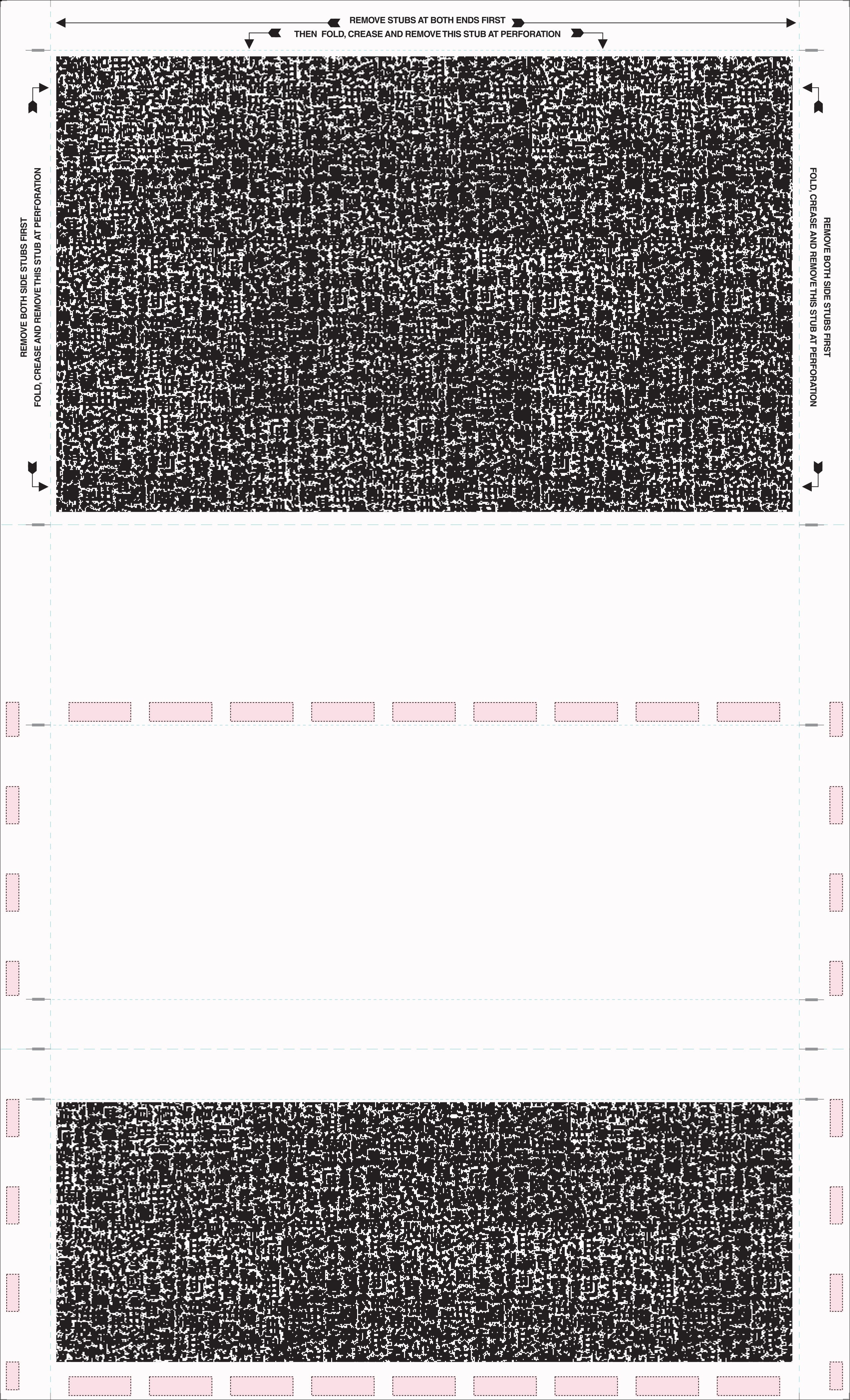 8 1/2″ x 14″ Pressure Seal Security Check Form  with Black Void, Uneven Z Fold