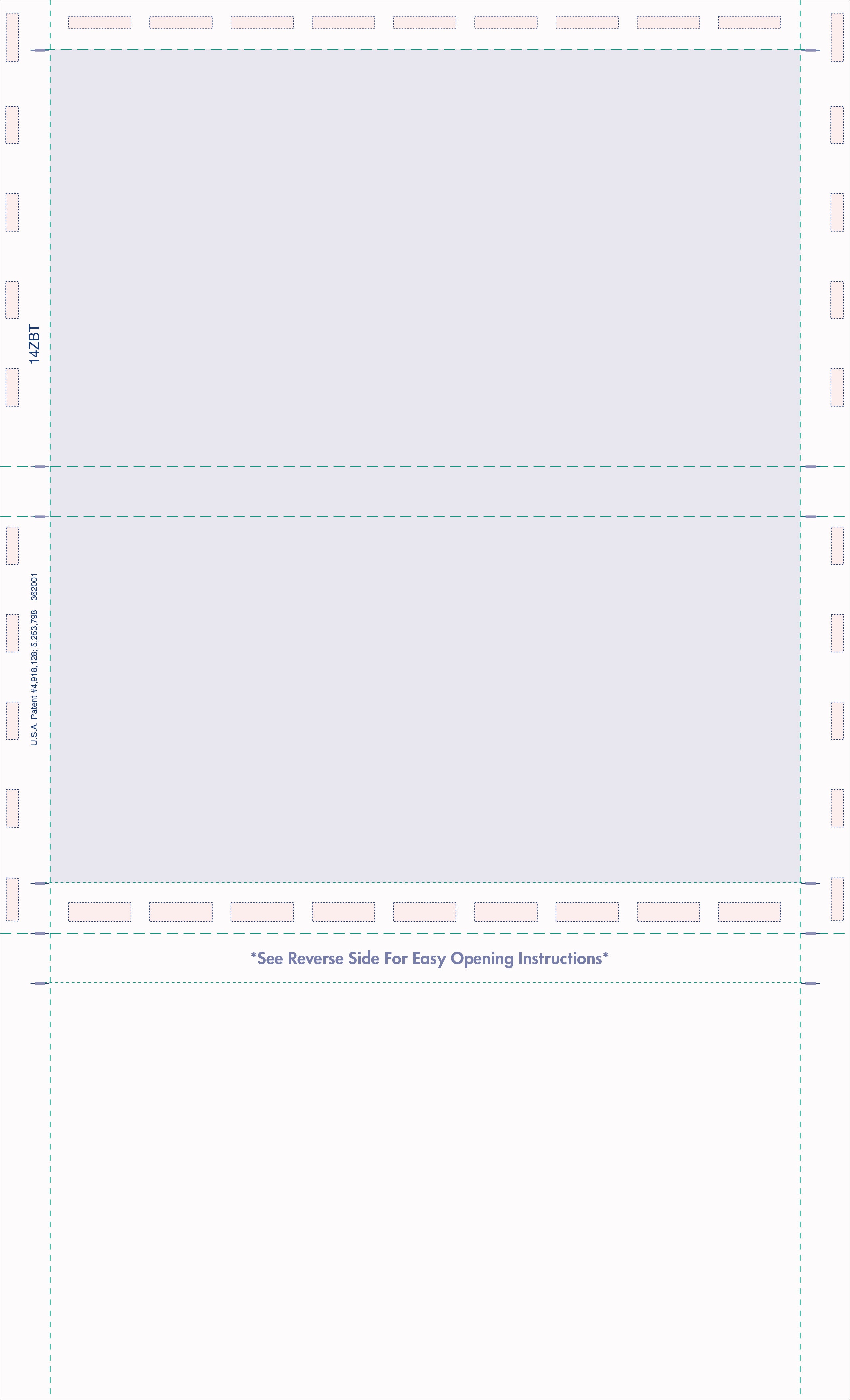 8 1/2″ x 14″ Pressure Seal Security Check Form  with Blue Void, Z Fold