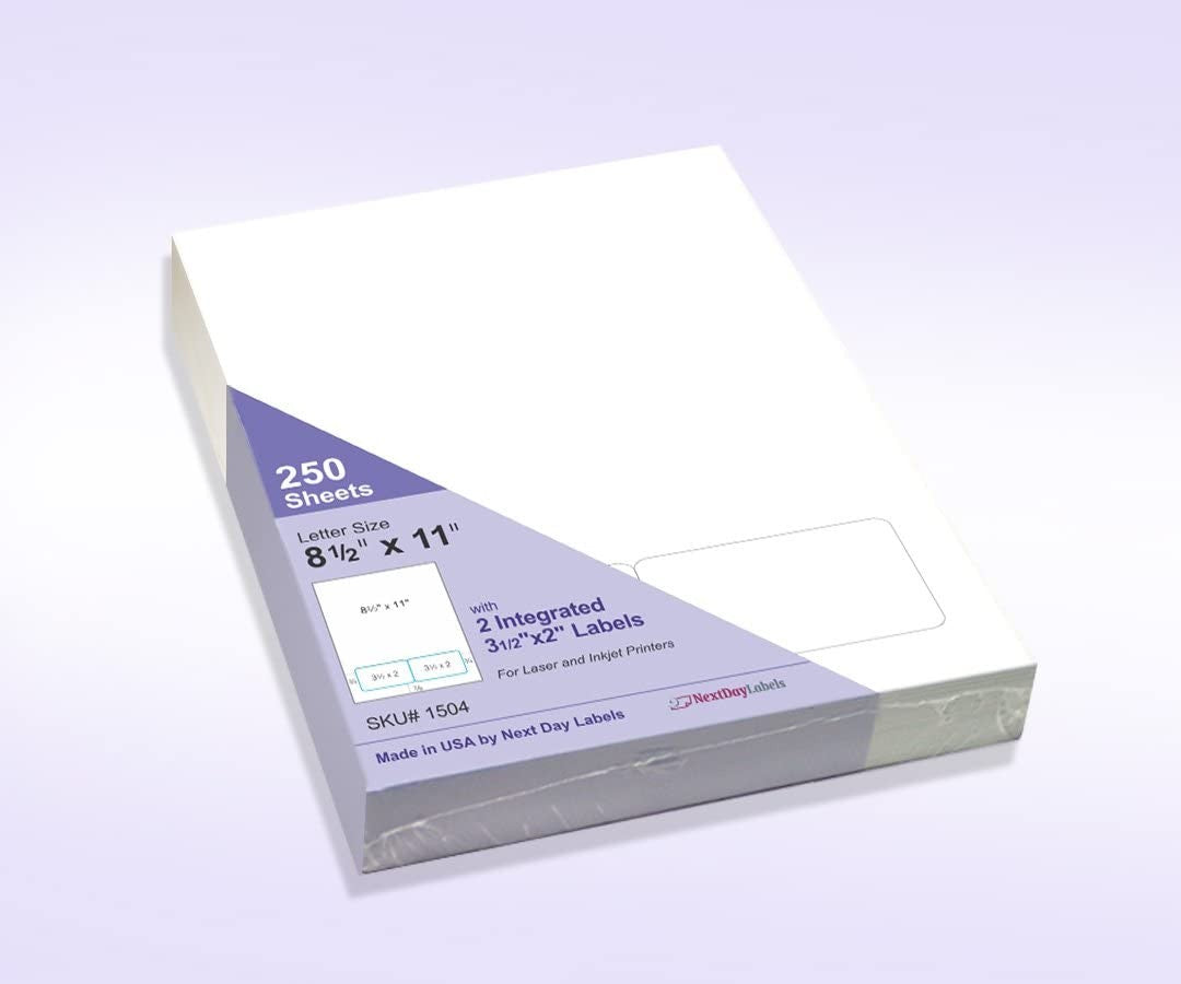 Integrated Label, 2 Labels, 3-1/2" x 2", Centered On The Bottom