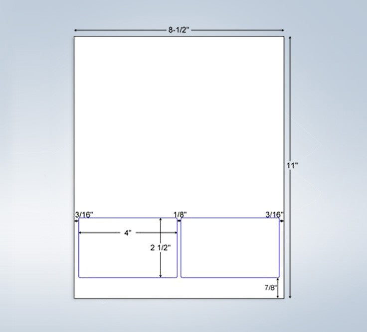 Integrated Label, 2 Labels, 4" x 2-1/2", Centered On The Bottom