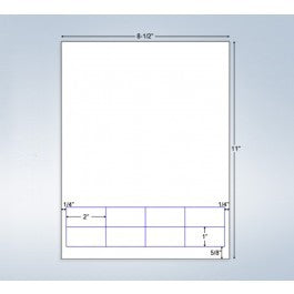 Integrated Label, 8 Labels, 2" x 1", Centered On The Bottom